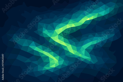 Gradients across sky illustration aurora hexagonal stretching vector faceted polygonal luminous