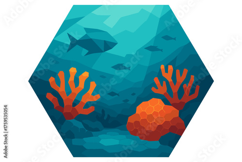 Shapes water underwater polygonal fish vector angular hexagonal faceted illustration world