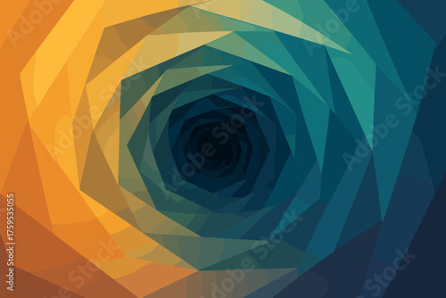 Depth vortex vector geometric into fading gradient transitions spiral illustration polygonal made