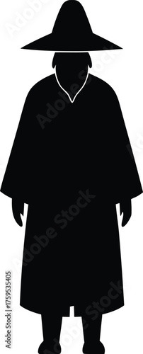 Village Elder Silhouette Vector Art Illustration