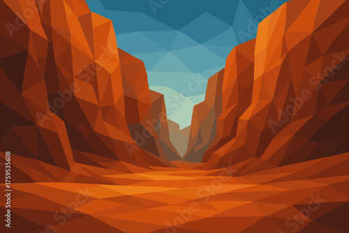Polygons angular triangular illustration vector ground cliffs layers perspective abstract canyon