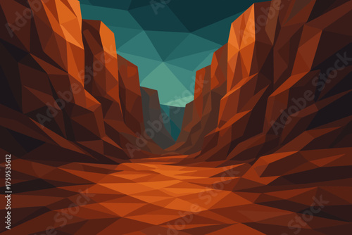 Canyon angular built vector illustration polygons cliffs perspective abstract triangular