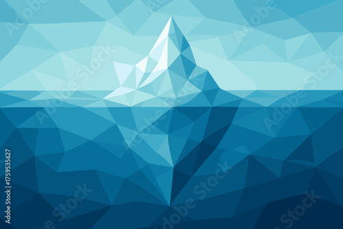 Crystalline composed floating art surfaces faceted water vector iceberg illustration geometric facets