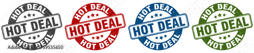 hot deal stamp. hot deal round stamp set isolated on white background