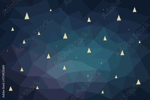 Night scattered cosmic triangular illustration faceted sky stars polygonal gradients geometric vector