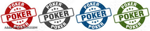 poker stamp. poker round stamp set isolated on white background