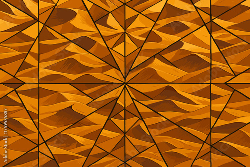 Fractured shapes into sand textures kaleidoscopic illustration vector dunes triangular desert forming