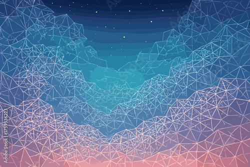 Cosmic sky illustration fractal forming layers vector polygons abstract background infinite