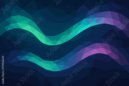 Stretching luminous as polygonal shaped sky gradients faceted illustration ribbons vector aurora