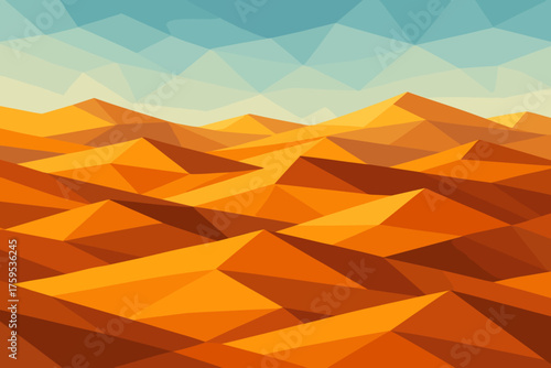 Polygonal formed angular as vector overlapping sky desert under illustration faceted ribbons