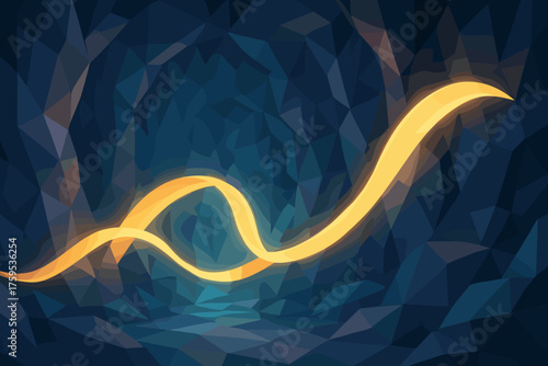 Walls vector interior faceted angular light glowing bending cave crystalline illustration ribbons