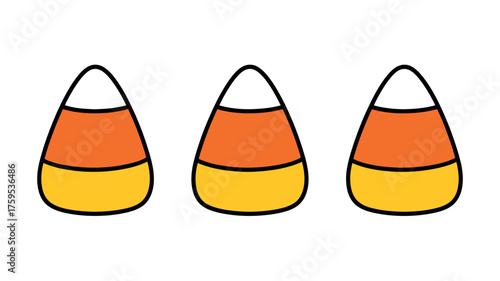 Three candy corn treats on a white background