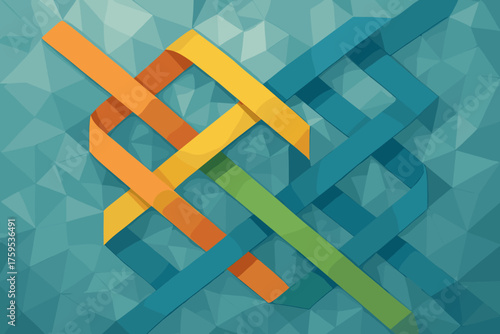 Background crystalline symphony into vector geometric overlapping ribbons illustration symmetry faceted polygonal