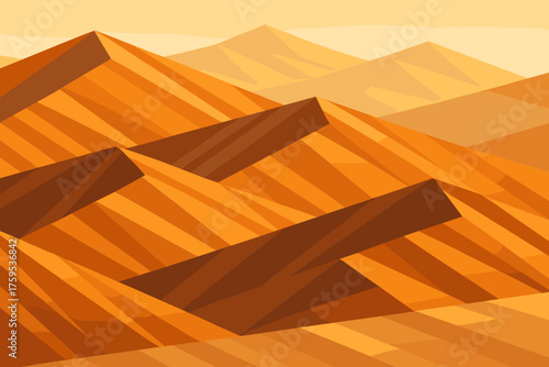Abstract diagonal dunes vector illustration angular stripes shaping shadow desert surfaces polygonal