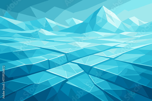 Surfaces polygonal angular glacier forming vector ice landscape glowing illustration cracks