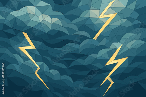 Clouds storm flowing accents illustration geometric angular polygonal vector layered lightning