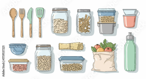 Sustainable Living Essentials Collection Reusable Kitchenware, Food Storage Jars, and Eco-Friendly Items for a Zero-Waste Home and Mindful Lifestyle