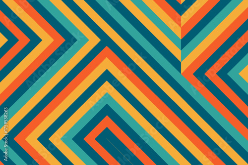 Concentric vector geometry diagonally chevrons angular circular illustration from rhythm bold vibrant