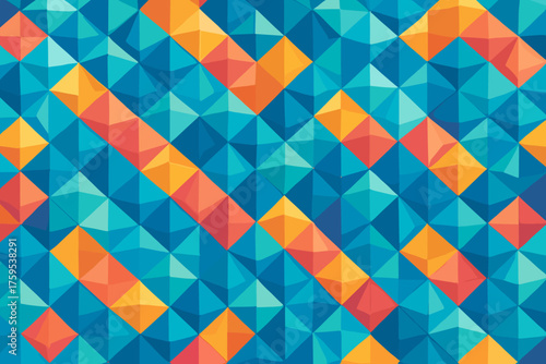 Crystalline vector illustration lattice geometric diamond layers faceted interlocking crystalgrid background pattern