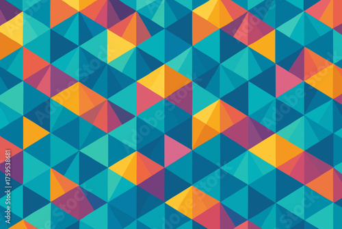 Isogrid isometric pattern tessellated triangles equilateral layered vector illustration crystalline building arrangement