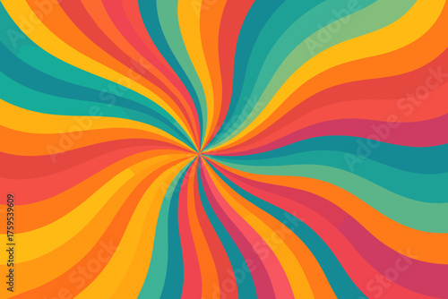 Color highlighting vibrant direction pattern rays smooth abstract curved sunburst vector illustration