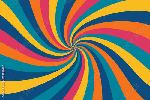 Colorful spiral geometry into illustration abstract rays rotating vector illusion burst