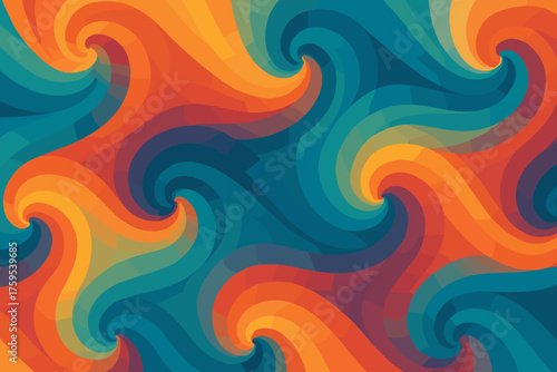 Streams vibrant currents overlapping blending spiral vector composition illustration waves into