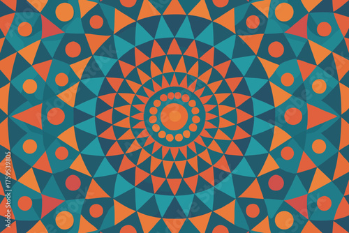 Evenly tones illustration repeating triangles gradient radial circles vector mandala symmetry