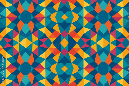 Geometric vector abstract polygonal tessellation precise mirrored symmetry illustration producing forms kaleidoscopic