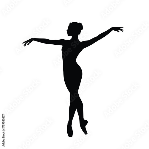 Elegant silhouette of a ballerina performing a graceful ballet pose vector