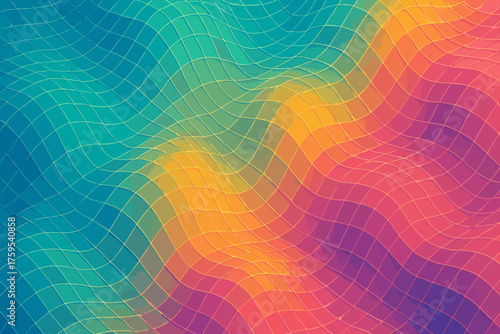 Vector gradient into wave depth mesh illustration grid abstract colors folds