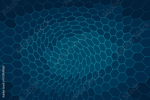 Ripple grid pattern glowing honeycomb into illustration hexaflow lines distance fading vector