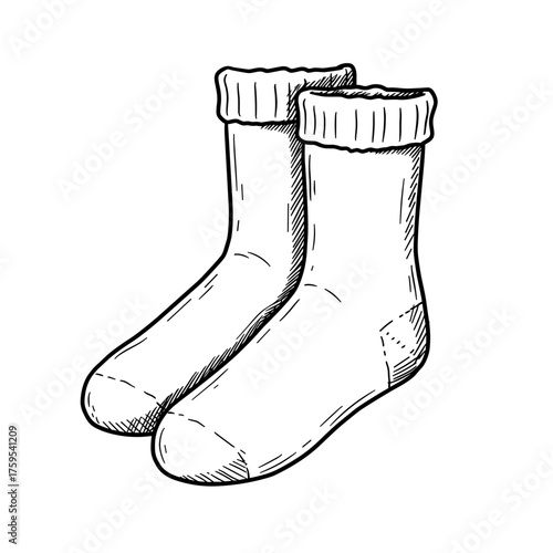 knitted socks in hand-drawn style vector illustration on transparent background