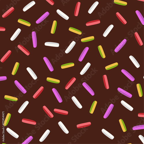 Colorful donut glaze with sprinkles. Colorful Sprinkles Banner and Falling Decorative Background. Ideal for donut, dessert, and candy-inspired creative projects.