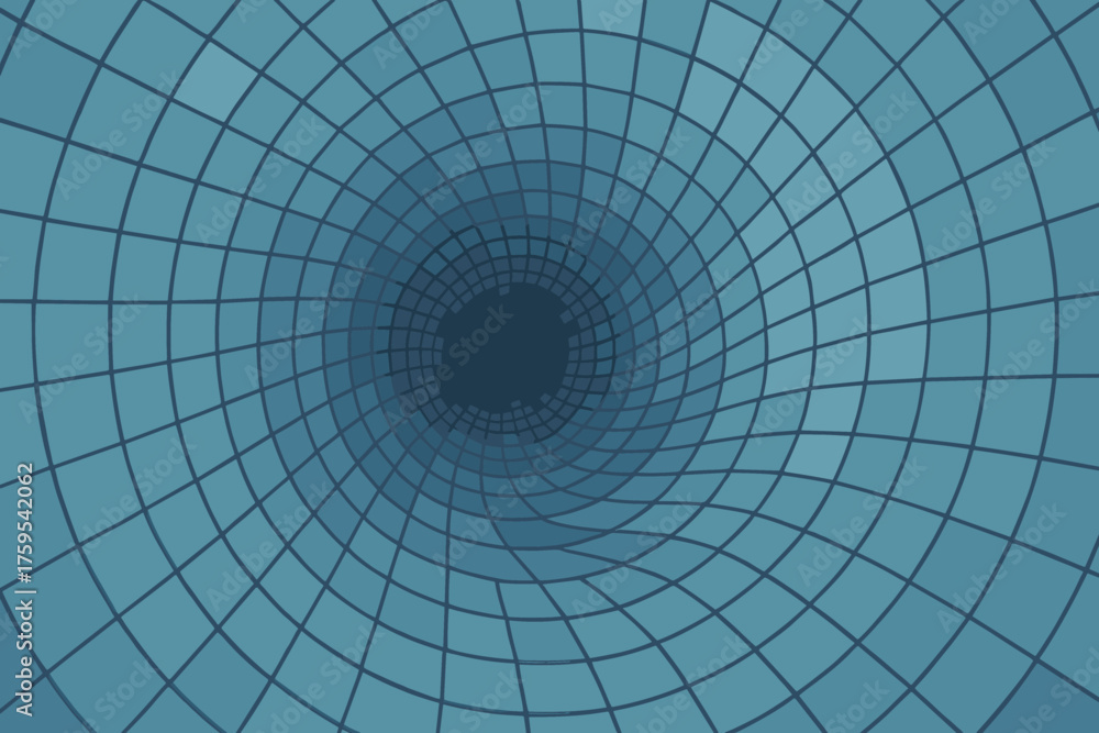 Naklejka premium Cells illustration toward tunnel vortex warped vector lattice into spiral grid