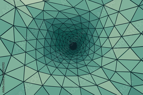 Illustration perspective vector polygons depth into shrinking tunnel forming abstract leading geometric