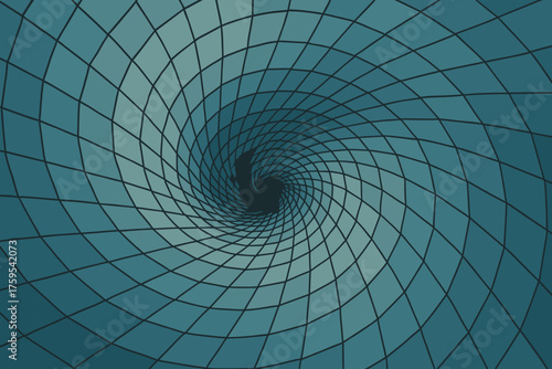 Spiral vortex geometric bending into depth curving lattice cells vector infinite illustration