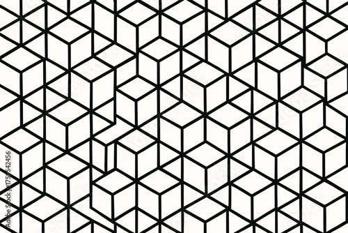 Geometry abstract tessellated symmetrical resembling lattice illustration bold vector crystalline lines cubegrid