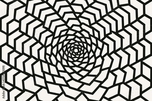 Rotating hexagonal full vector around geometric hexagons layered central illustration angular vortex