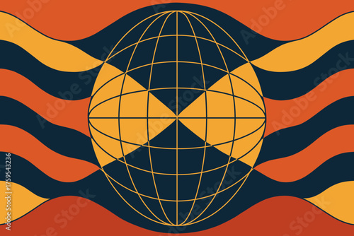 Geometric background abstract into across illustration symmetry intersecting vector elliptical waveforms