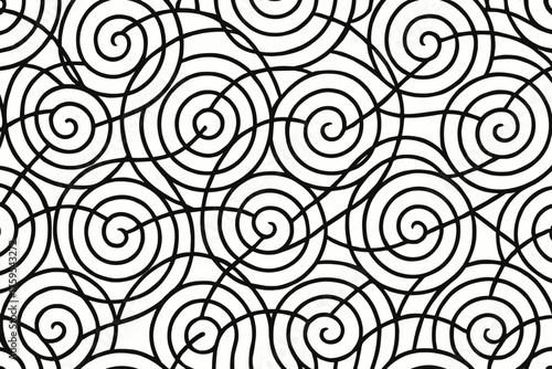 Orbits arranged network circular geometric lines seamless spiral pattern illustration vector orbital