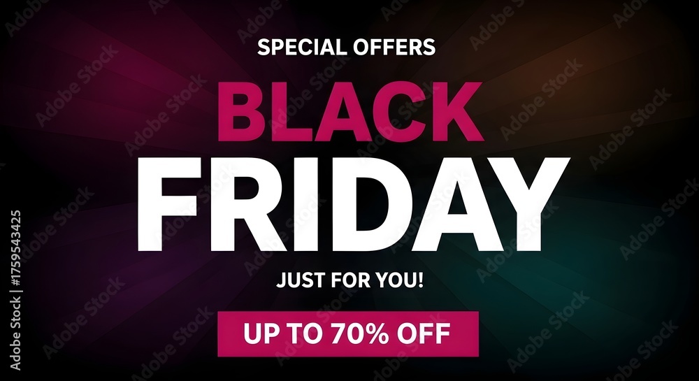Obraz premium Black friday special offers with up to 70 off, just for you, with vibrant background lighting effects