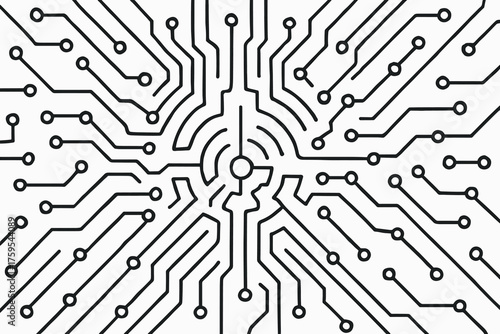 Paths creating abstract leaping simple pattern circuit radial vector mandala illustration pulses