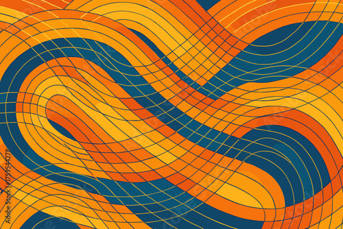 Orbital geometric forming vector illustration rings abstract concentric mesh arcs orbits flowing