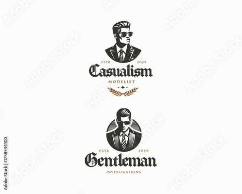 classy gentleman with black suit logo