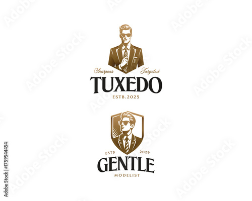 classy gentleman with black suit logo