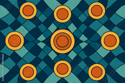 Folded nodes field geometric symmetry layered circular orbifold illustration vector lattice connected