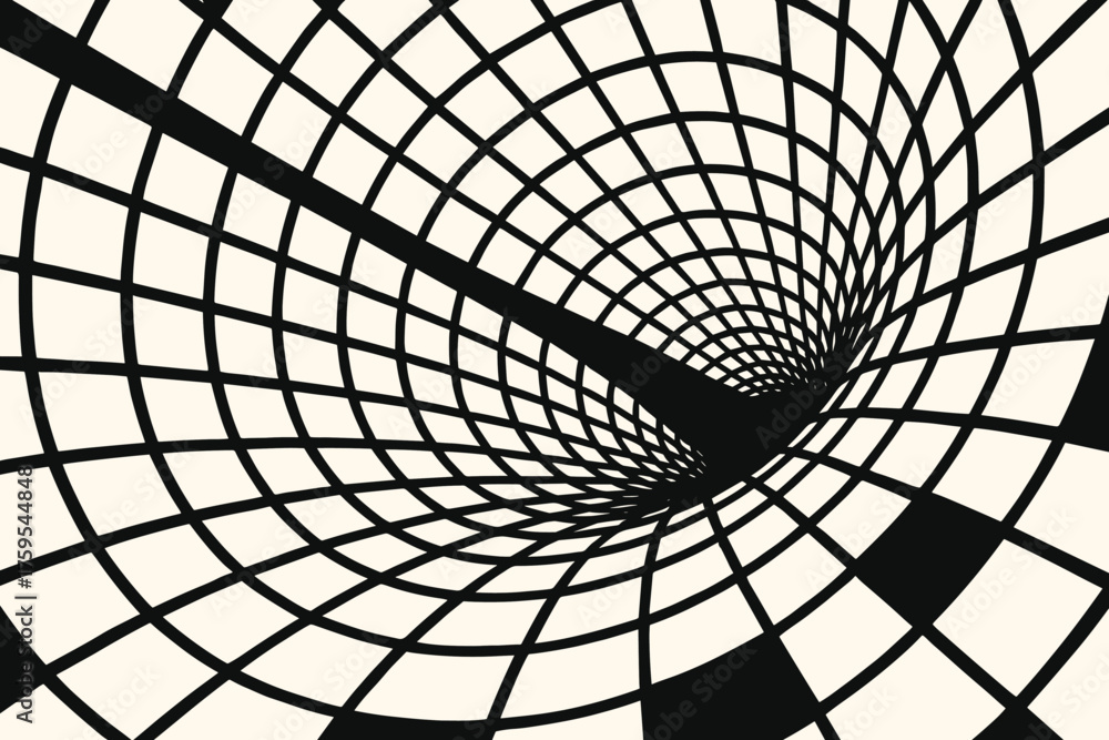 Naklejka premium Lines vector perspective tunnel flowing collapsing tunnelwave distortion diagonal illustration geometric grid