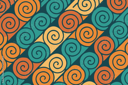 Repeating abstract arcs vector background spiral bands illustration arranged diagonal into path