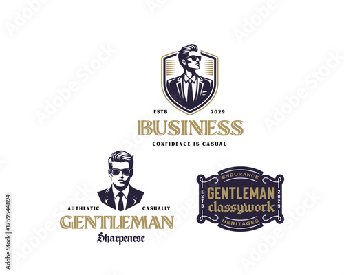 classy gentleman with black suit logo